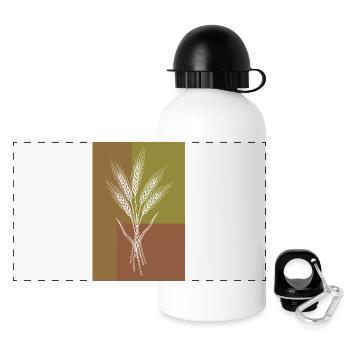 Art en lignes d’épis de blé – Motif de la nature - Gourde panoramique avec couvercle 500 ml - blanc - Devant