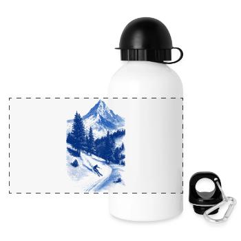 Blue Summit Face Silhouette - Panoramic Thermal Bottle with Lid 500 ml - white - Front