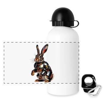 Héros Steampunk Lapin Cuirassé - Gourde panoramique avec couvercle 500 ml - blanc - Devant