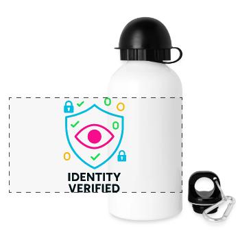 Identité vérifiée, bouclier cyber inviolable  - Gourde panoramique avec couvercle 500 ml - blanc - Devant