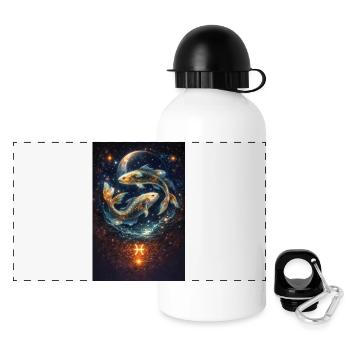 Fische - Panorama Trinkflasche mit Deckel 500 ml - Weiß - Vorne