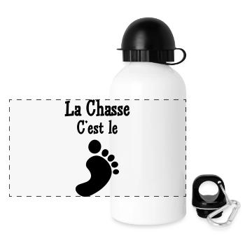 La chasse c’est le pied - Gourde panoramique avec couvercle 500 ml - blanc - Devant