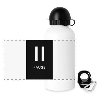 Pause Sign Minimal Black - Panoramic Thermal Bottle with Lid 500 ml - white - Front