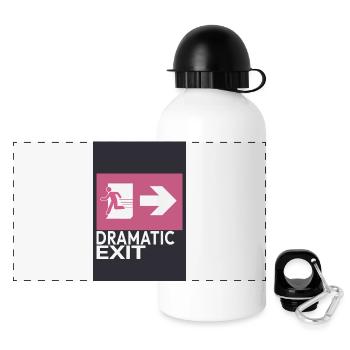 Dramatic Exit Minimal Poster Humor Graphic - Panoramic Thermal Bottle with Lid 500 ml - white - Front