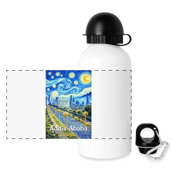 Addis Ababa Night Skyline Art - Panoramic Thermal Bottle with Lid 500 ml - white - Front