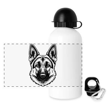 Tête de berger allemand Inkline - Gourde panoramique avec couvercle 500 ml - blanc - Devant