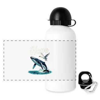 Hoffnung: Wal und Schwan Sprung, Hope - Panorama Trinkflasche mit Deckel 500 ml - Weiß - Vorne
