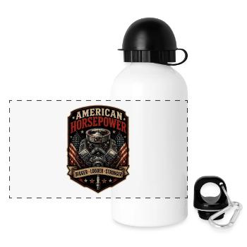 V8 Motor US-Car Horsepower Amerika Oldtimer - Panorama Trinkflasche mit Deckel 500 ml - Weiß - Vorne
