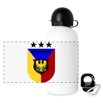 Romania Wappen Dreifarbig Schild - Panorama Trinkflasche mit Deckel 500 ml - Weiß - Vorne