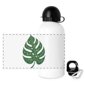 Monstera Leaf – Floral Boho Nature Motif - Panoramic Thermal Bottle with Lid 500 ml - white - Front