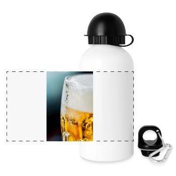 Light Gold Beer Glass Pattern - Panoramic Thermal Bottle with Lid 500 ml - white - Front