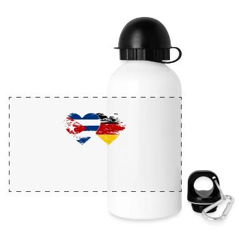 Cuba Germany flag used heart - Panoramic Thermal Bottle with Lid 500 ml - white - Front