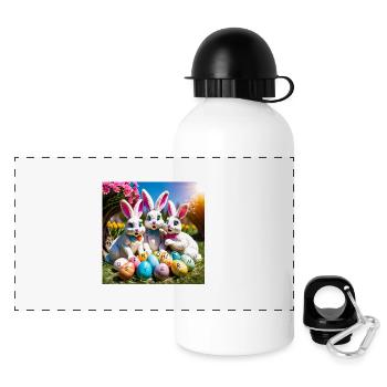 Die freundliche Familie Ostern - Panorama Trinkflasche mit Deckel 500 ml - Weiß - Vorne