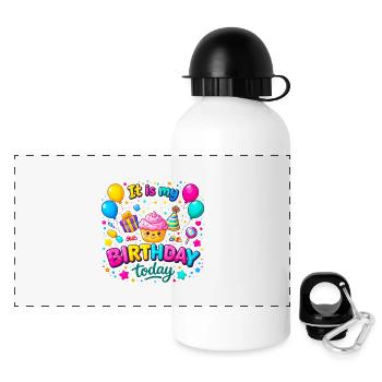Aujourd’hui, c’est mon anniversaire - Gourde panoramique avec couvercle 500 ml - blanc - Devant