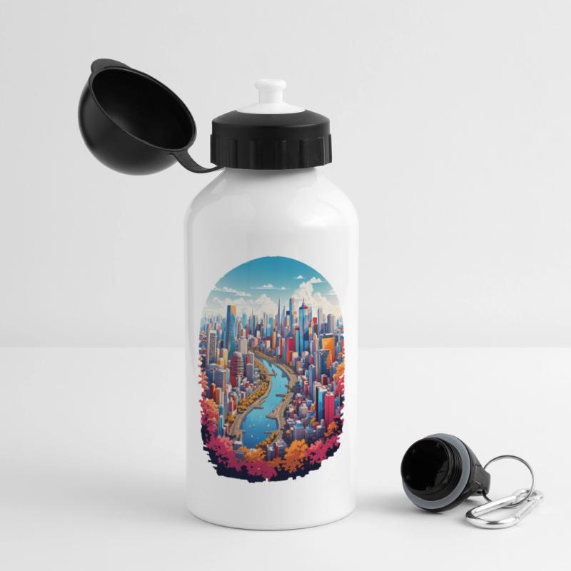 Paysage urbain Gourde panoramique avec couvercle 500 ml