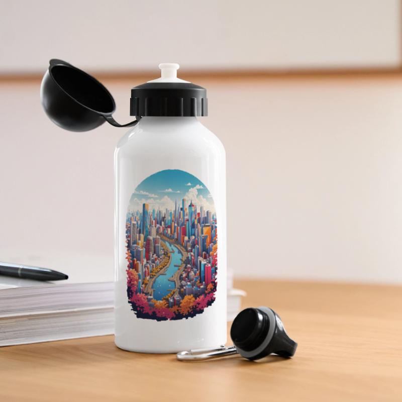 Paysage urbain Gourde panoramique avec couvercle 500 ml