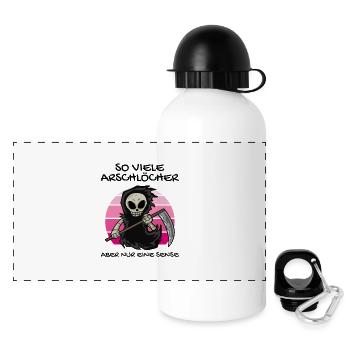 So Viele Arschlöcher Aber Nur Eine Sense - Panorama Trinkflasche mit Deckel 500 ml - Weiß - Vorne