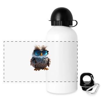 Owl Barn Owl Gift Kauz Uhu Owl Sweet Owls - Panoramic Thermal Bottle with Lid 500 ml - white - Front
