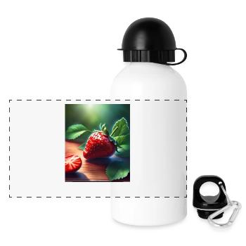 Fraise rouge juteuse - Gourde panoramique avec couvercle 500 ml - blanc - Devant