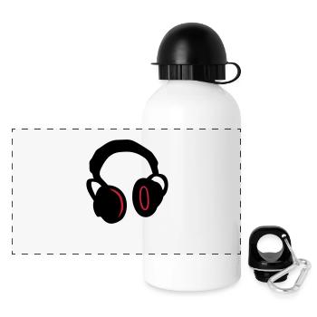 Kopfhörer - Headphones - Panorama Trinkflasche mit Deckel 500 ml - Weiß - Vorne