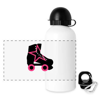 rollschuh - Panorama Trinkflasche mit Deckel 500 ml - Weiß - Vorne