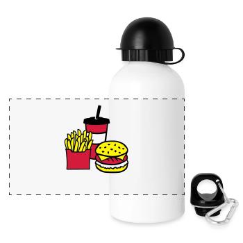 Fast food - Panorama Trinkflasche mit Deckel 500 ml - Weiß - Vorne