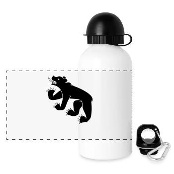 Zeichnung einer Bärensymbolflagge von Bern Schweiz - Panorama Trinkflasche mit Deckel 500 ml - Weiß - Vorne