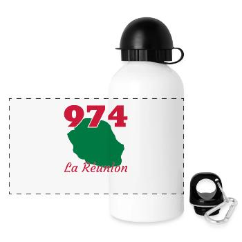 Réunion / 974 / Réunionnais / Réunionnaise - Gourde panoramique avec couvercle 500 ml - blanc - Devant