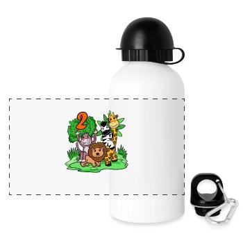 Ich bin 2 - 2. Geburtstag - Niedliche Tiere - Panorama Trinkflasche mit Deckel 500 ml - Weiß - Vorne