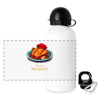 Poulet Basquaise - Texte clair - Gourde panoramique avec couvercle 500 ml - blanc - Devant