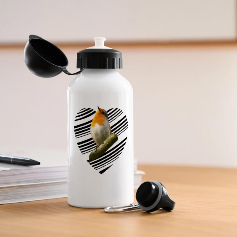 Robin Erithacus rubecula Panoramic Thermal Bottle with Lid 500 ml