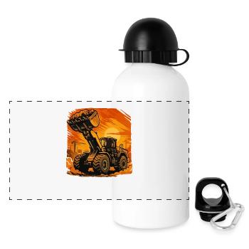 Chargeuse sur pneus - Gourde panoramique avec couvercle 500 ml - blanc - Devant