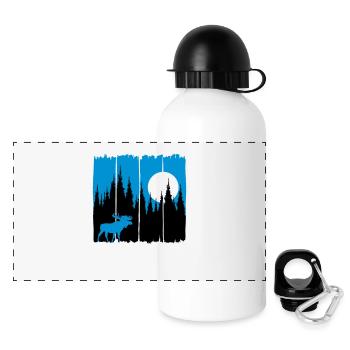 Moose in front of the moon / sun forest dweller forest deer animal - Panoramic Thermal Bottle with Lid 500 ml - white - Front