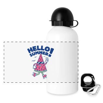 Hallo Sommer - Wassermelone - Panorama Trinkflasche mit Deckel 500 ml - Weiß - Vorne