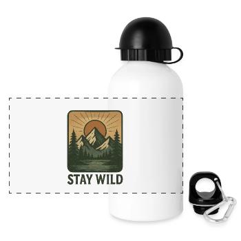 Stay Wild - Panorama Trinkflasche mit Deckel 500 ml - Weiß - Vorne