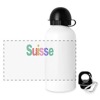 SCHWEIZ. HUMOR. LAND. FLAGGE. GENF. LAUSANNE - Panorama Trinkflasche mit Deckel 500 ml - Weiß - Vorne