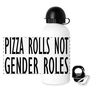 Pizza rolls not gender roles - Panoramic Thermal Bottle with Lid 500 ml - white - Front