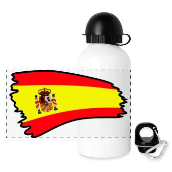 drapeau espagne españa - Gourde panoramique avec couvercle 500 ml - blanc - Devant