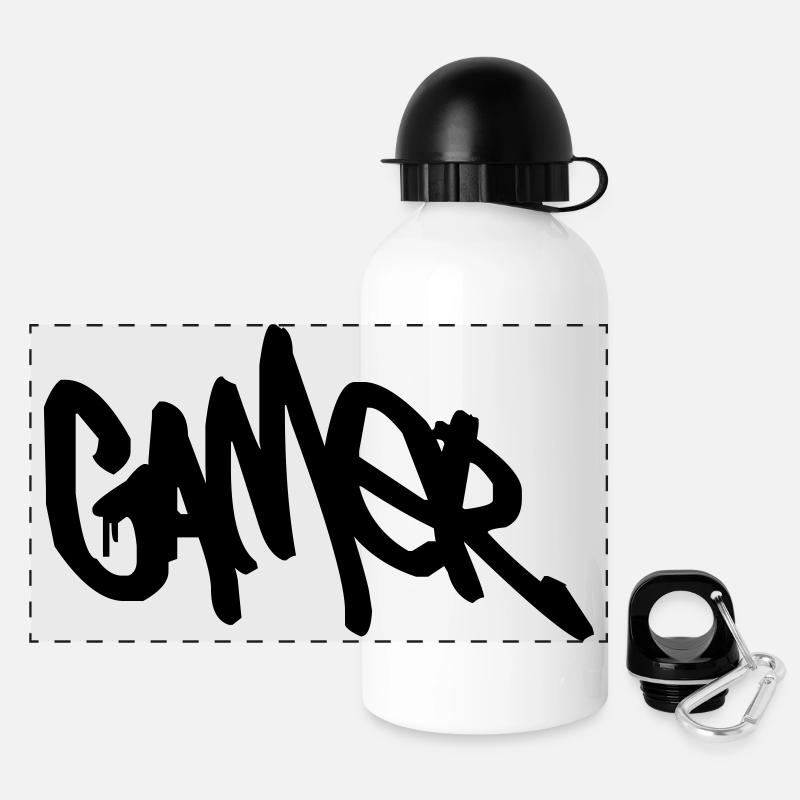 Gamer - Panorama Trinkflasche mit Deckel 500 ml - Weiß