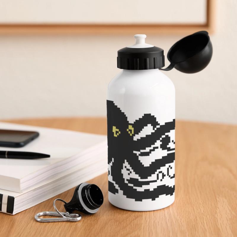 Pieuvre pixel 8 bits Gourde panoramique avec couvercle 500 ml