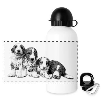 quatre chiots - Gourde panoramique avec couvercle 500 ml - blanc - Devant