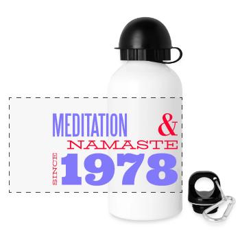 Meditating Since 1978 - Namaste - Panoramic Thermal Bottle with Lid 500 ml - white - Front