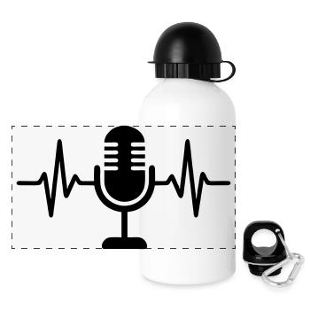 Mikrofon Singen Podcast Streaming - Panorama Trinkflasche mit Deckel 500 ml - Weiß - Vorne