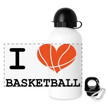 Ich liebe Basketball - Panorama Trinkflasche mit Deckel 500 ml - Weiß - Vorne