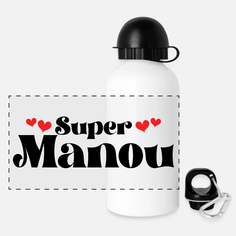 Maman Surnom Super Manou - Gourde panoramique avec couvercle 500 ml - blanc