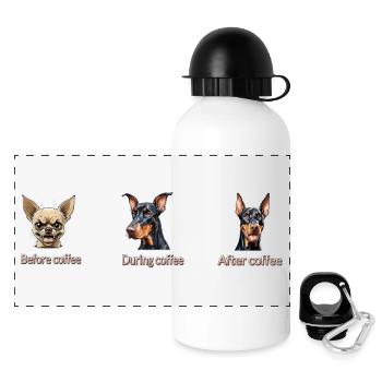 The mood before, during and after coffee - Panoramic Thermal Bottle with Lid 500 ml - white - Front