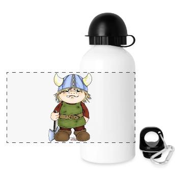 Erik, der kleine Wikinger - Panorama Trinkflasche mit Deckel 500 ml - Weiß - Vorne