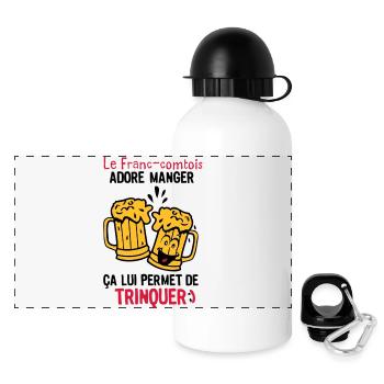 Franc Comtois Toast Alkohol Bierglas - Panorama Trinkflasche mit Deckel 500 ml - Weiß - Vorne