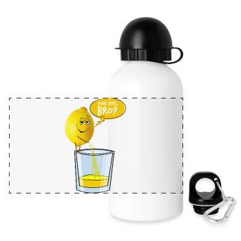 Zitrone pinkelt in Glas - Panorama Trinkflasche mit Deckel 500 ml - Weiß - Vorne