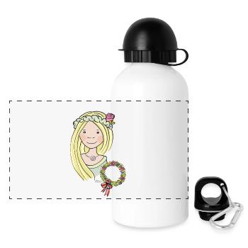 Mittelalter, Blumenmädchen, blond, Rose - Panorama Trinkflasche mit Deckel 500 ml - Weiß - Vorne